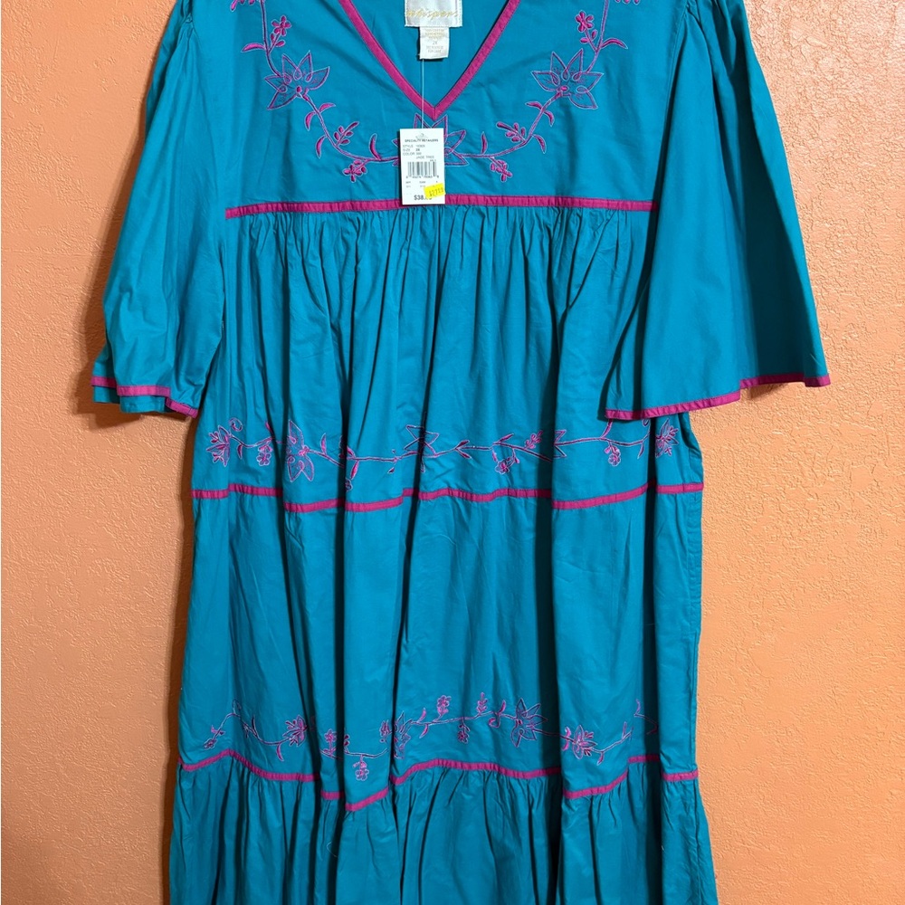 Embroidered Teal Maxi Dress